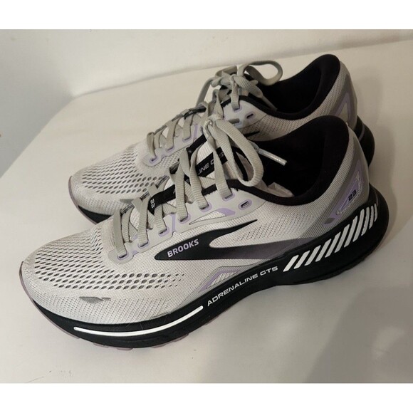Size 9 - Brooks Adrenaline GTS 23 Gray And Lavender Womens EU 40.5 - Picture 1 of 12